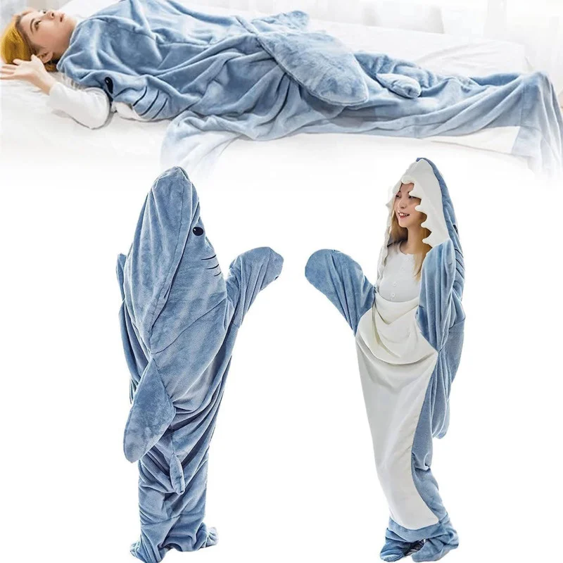 Shark Blanket Hoodie Manta Tiburon Women Fleece Kigurumi With Sleeves Soft  Cozy Shark Pajamas Wearable Sleeping Bag Navidad Gift - AliExpress