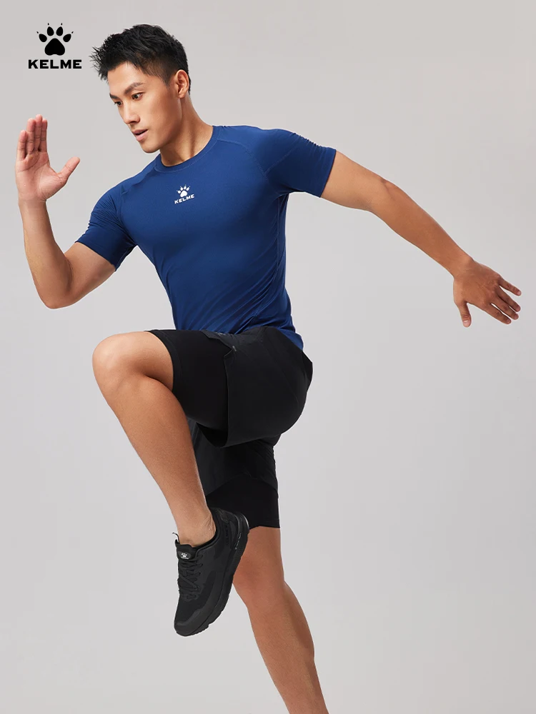 Kelme Fitness T-shirt da uomo ad alta elasticità traspirante vestiti attillati girocollo basket corsa allenamento maniche corte - immagine 3