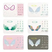 R6FD Baby Month Milestone Blanket Monthly Record Growth Blanket Newborn Soft Flannel Angel Wing Printed Photography 1