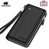 BISON DENIM Genuine Leather Men's Wallet RFID Blocking Long Purse Coin Case Passport Cover For Mens Credit Card Holder W8226 1