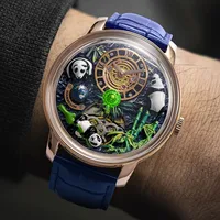 Montres PINDU à cadran panda tridimensionnel pour hommes, montres mécaniques entièrement automatiques de luxe haut de gamme, transparentes et ajourées 5