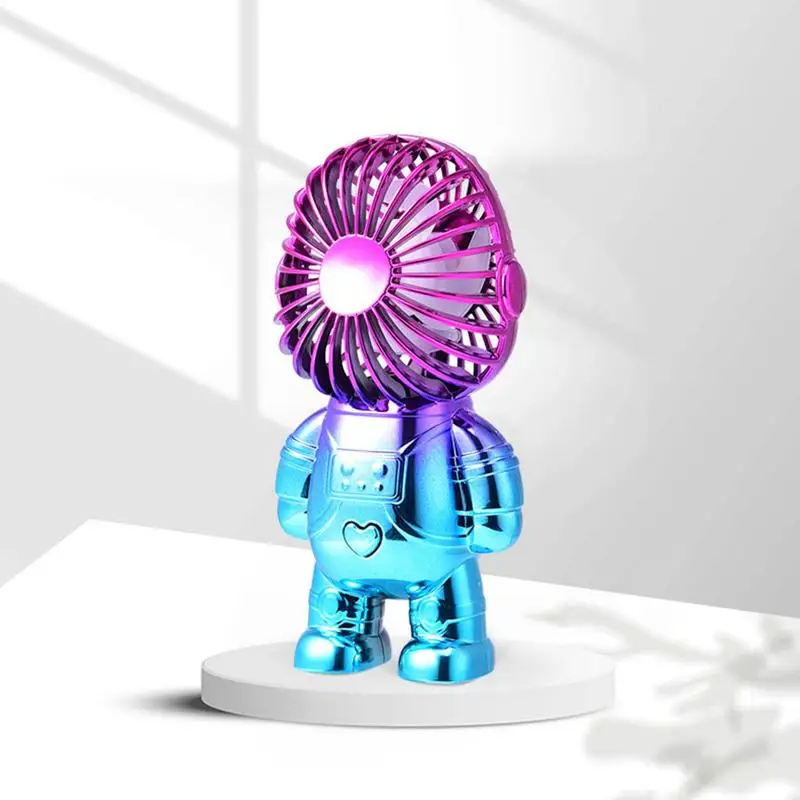 Mini Personal Fan Small Desk Fan With Base Bracket Rechargeable Cosmonaut Pocket Portable For Commuting Queuing