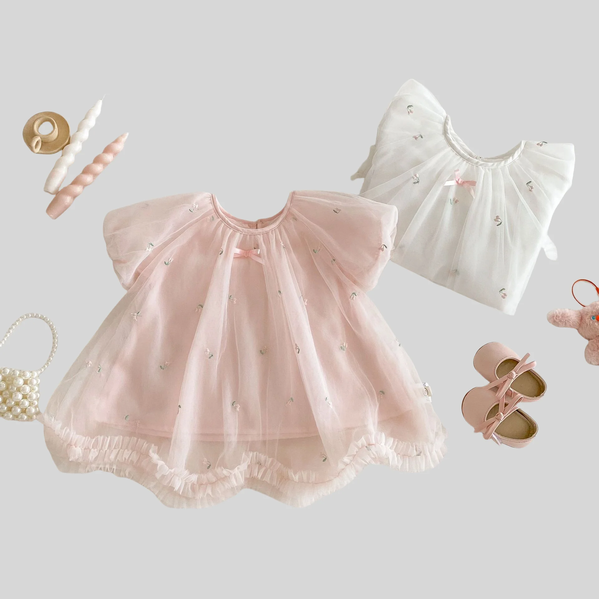 Summer New Girls Princess Dress Lightweight Breathable Korean Sweet Style Embroidery Dress For Girls