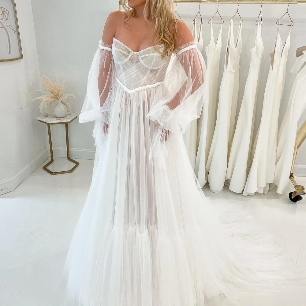 

Molisa Sweetheart Wedding Dress Puffy Sleeves Appliques White Bride Dresses for Women 2023 Free Shipping Country Bridal Gown