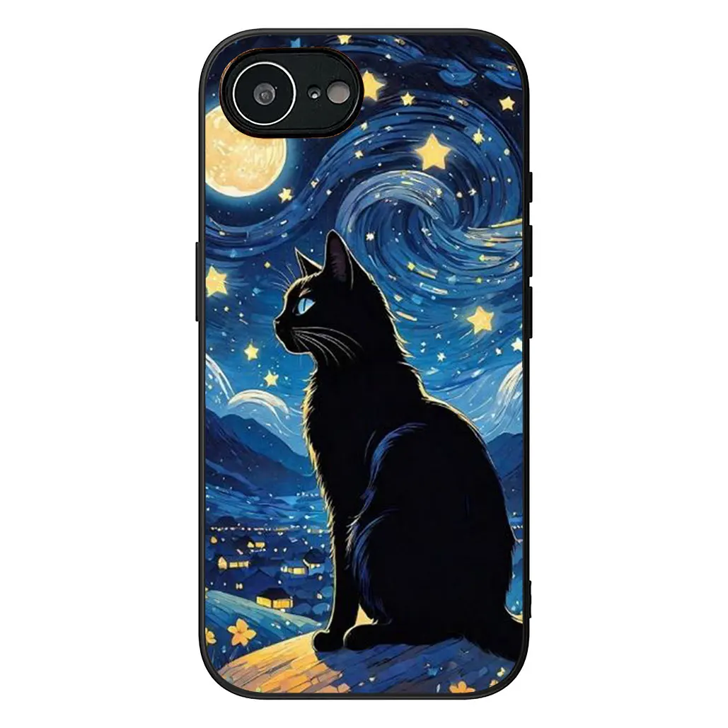 Anime Black Meow Kitten Cat Soft Phone Case