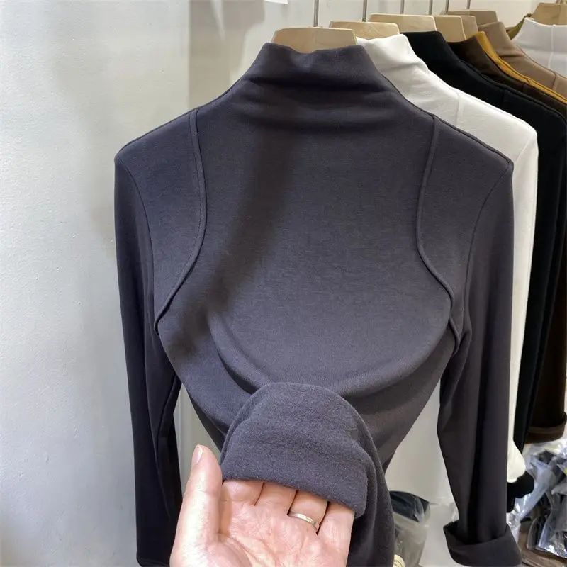

Women's Long Sleeve High Neck Sweater Comfortable Soft Knitwear Slim Pullover Jumper Winter Autumn Knit Bottom Shirts for Girl