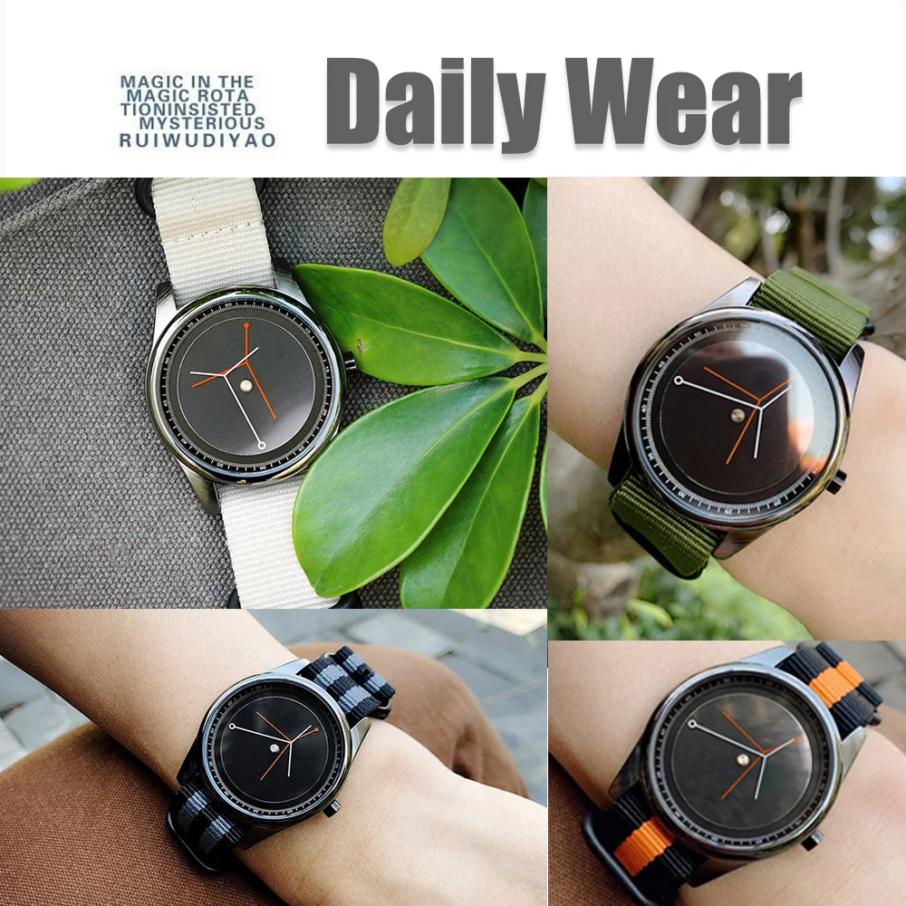 Fashionable Unisex Canvas Strap Quartz Watch with Innovative Pointerless Design