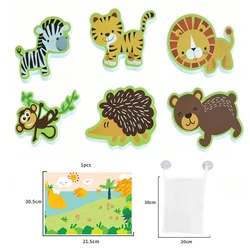 Children's Educational Fun Foam Bath Stickers - Sea Animals Set (6pcs forest animals)