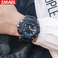 SMAEL 8053 Men Electronic Watch Sport Cool Black Digital Analog Display Silicone Strap Military Wristwatches for Male Clock 2