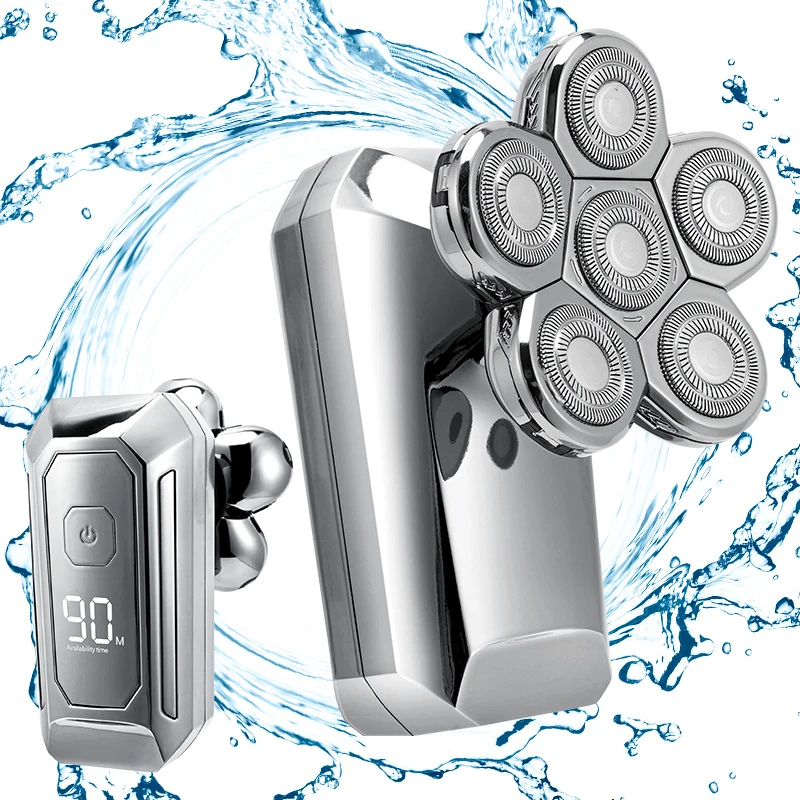 6 In 1 Men's 4D Electric Shaver Rechargeable Floating Heads Beard Nose Ear Hair Trimmer Bald Head For Men Razor Clipper Face | Бытовая