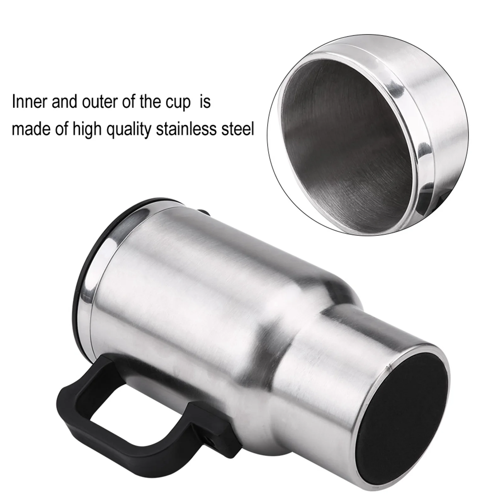 Travel Electric Kettle 450ml Electric In-car Travel Heating Cup Cigarette Lighter Plug Stainless Steel