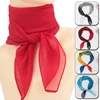 New 65x65cm Summer Chiffon Solid Color Square Scarf Ladies Head Neck Scarves Female Hair Ties Bands Neckerchief Shawls 1