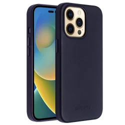 QIALINO Genuine Leather Slim Fashion Handmade Anti - Knock Phone Case - i14 (Dark Blue)
