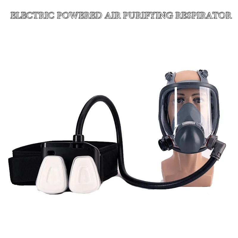 Electric Powered Air Purifying Chemical Respirator 6800 Full Face Dust Gas Mask Dual Filters Work Safety For Industrial Spraying