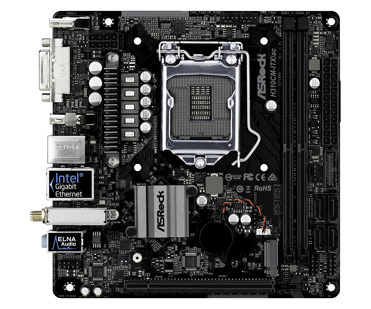 ASRock H310CM-ITX/ac 미니 ITX 마더보드 인텔 H310 DDR4 32G LGA 1151 USB3.0 SATA3 지원 i5-8400 9400F 9900 9100F CPU