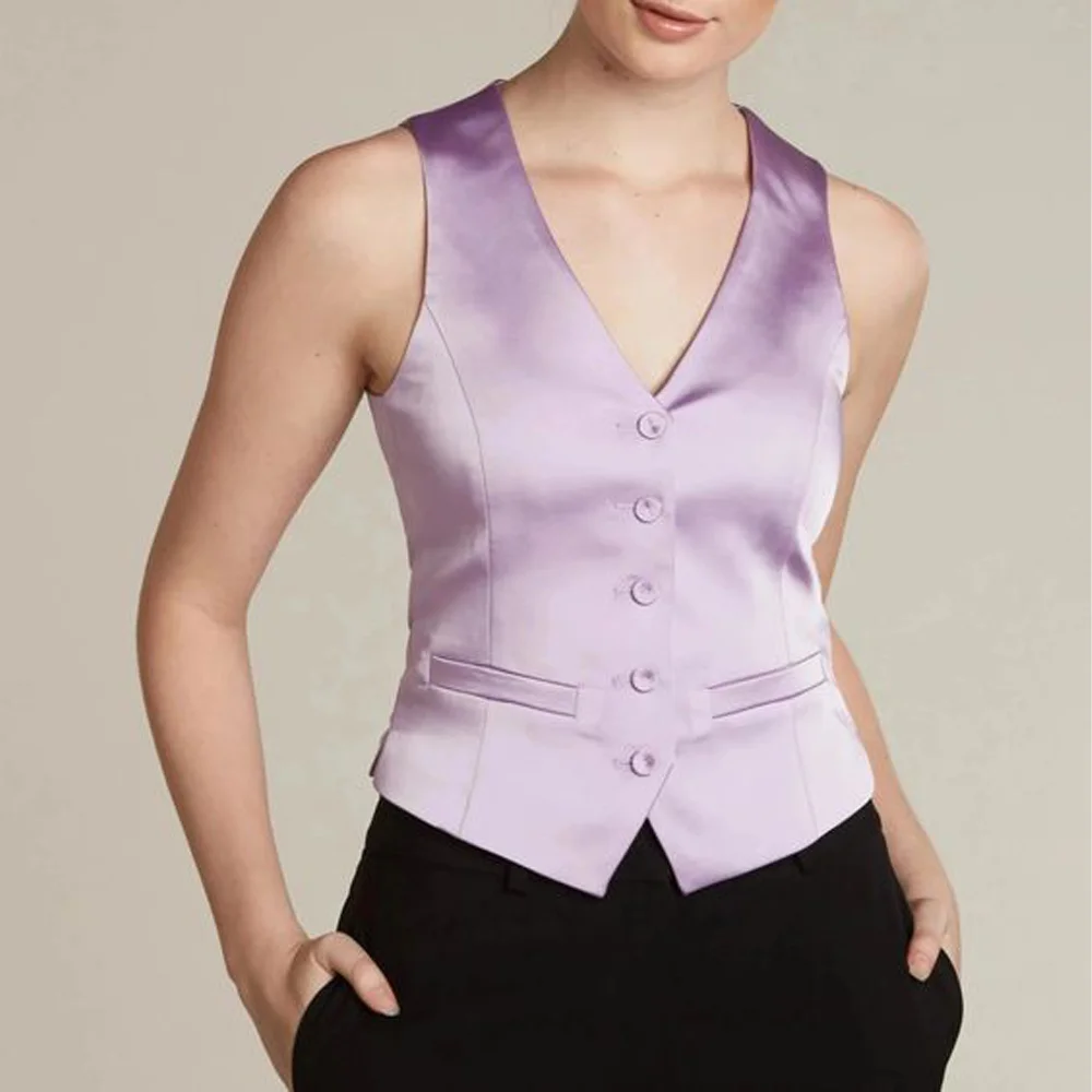 Office Vests for Women Single Breasted Sleeveless Jacket Summer V-Neck Casual Waistcoat Loose Clothing Coats Jackets Women's