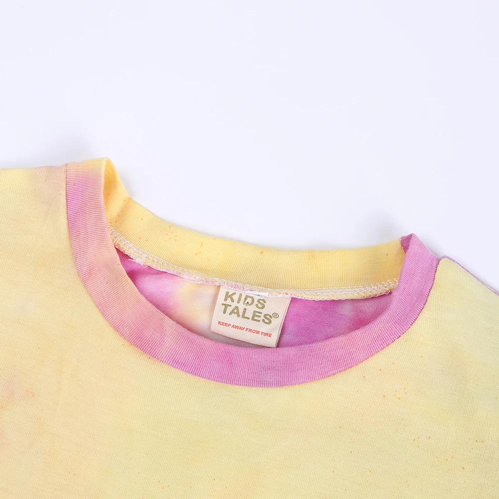 Little Girls Boys Tie-Dye Clothes Add Text Image Custom Personalized Sweatshirt Top+Elastic Waist Shorts Kids Loungewear Outfits athletic clothing sets	