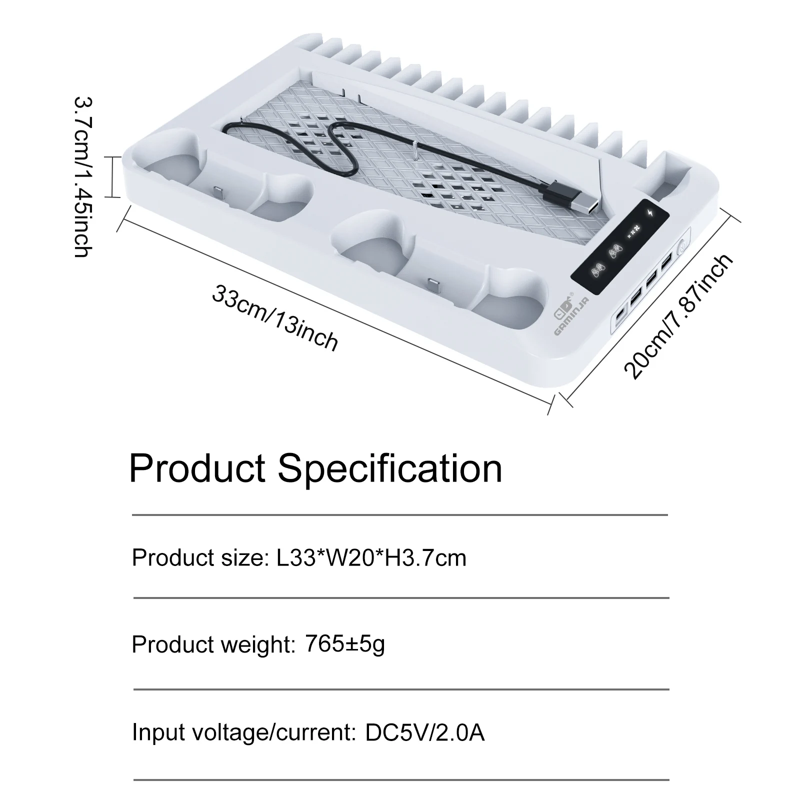 GAMINJA P58 RGB Cooling Stand For PS5 Slim Console Gamepad Charging Base Headset Hook Game CD Storage Rack For PS5 Disc&Digital view 2