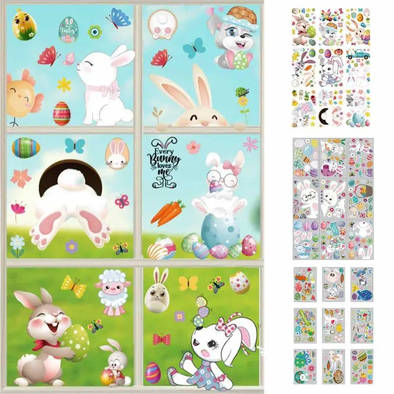 4 Adesivi Gel Per Finestre Pasquali - Coniglietti, Uova, Carote - Decorazioni Per Bambini - Foto 8