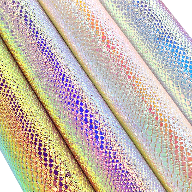 

Snake Skin Grain Embossed Holographic Spunlace Fabric Sheet for DIY Making Bag Decoration Earring Shoe Craft Textile 46*135CM