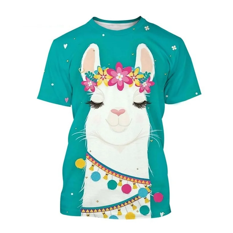 

Cartoon Alpaca 3D Printing T-Shirt For Men Cute Animal Harajuku Streetwear Short-Sleeved T Shirt Tops Tee Shirt Kids Clothing