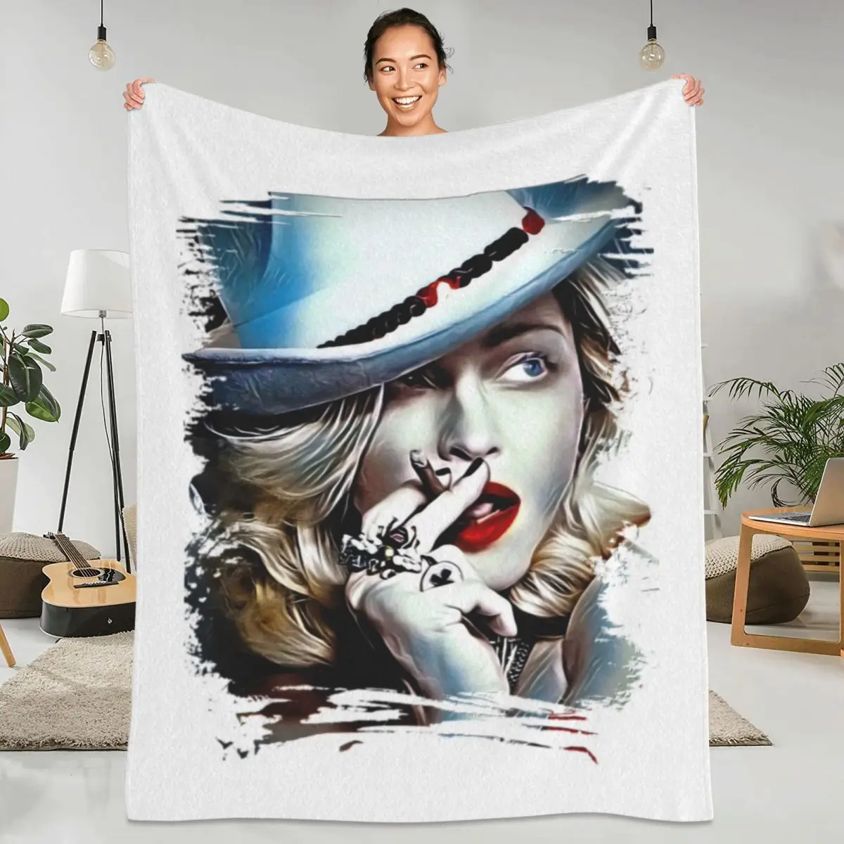 

Madonna Pop Music Singer Soft Durable Blanket Cool Camping Throw Blanket Winter Colorful Design Flannel Bedspread Sofa Bed Cover