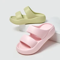 New Thick Bottom Cloud Slippers Women Comfort Soft Sole Eva Platform Sandals Woman Summer Double Strap Non Slip Beach Slippers 2