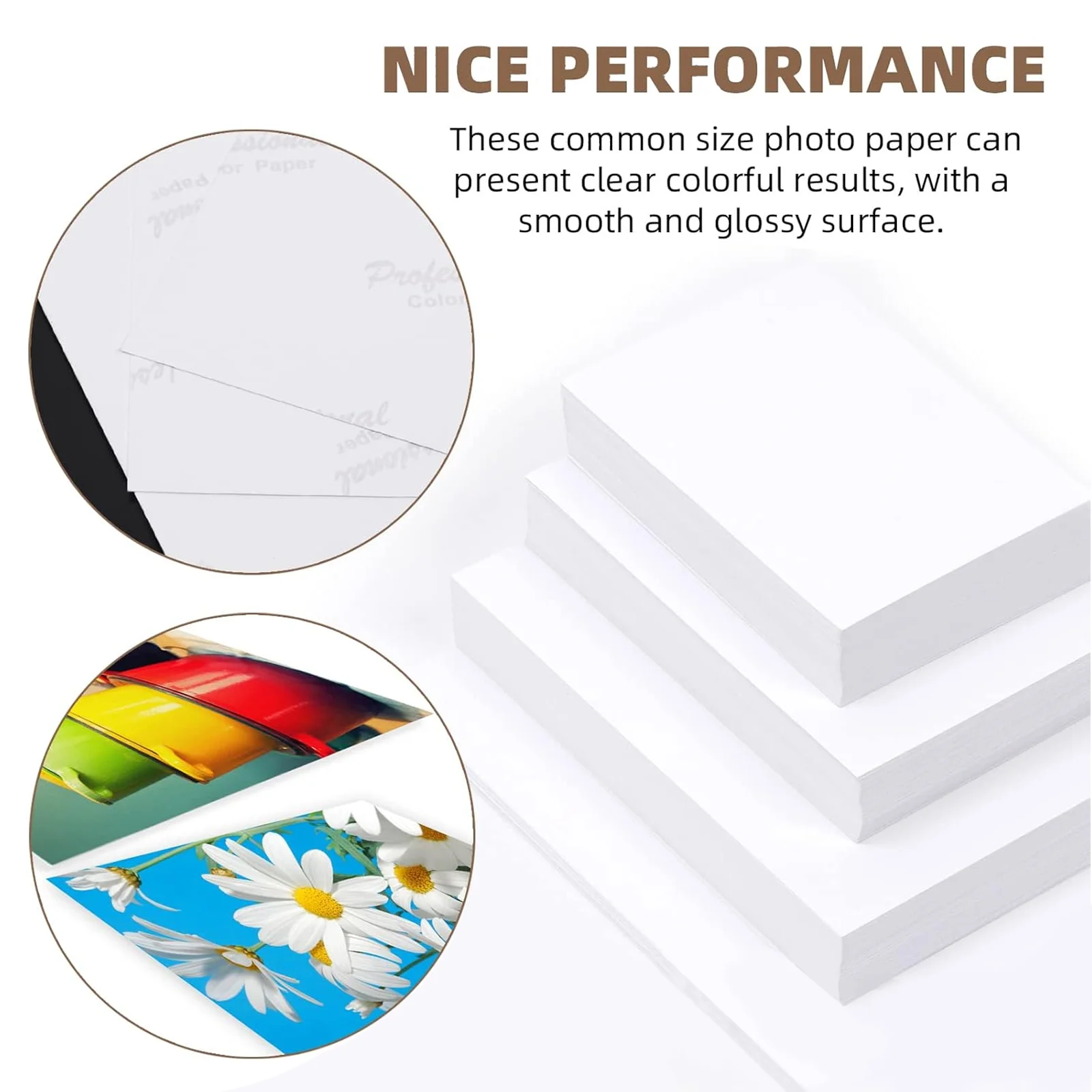 HUSPER 100/20 Sheets Glossy Inkjet Photo Paper 180Gsm 3R/4R/5R/A4 Single-Sided Inkjet Compatible Home Office UseGrey