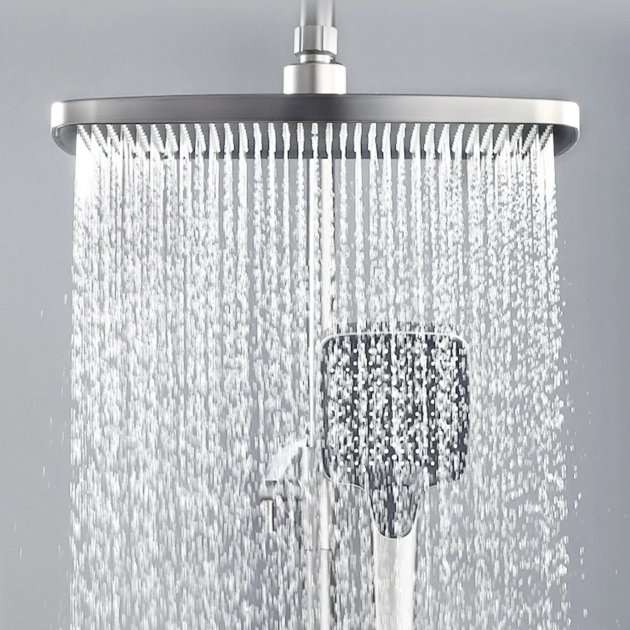 Square Grey Thermostatic Piano Shower System Hot Cold Bathroom Mixer Tap  Brass Bathtub Faucet Luxury Piano Digital Shower Set 6