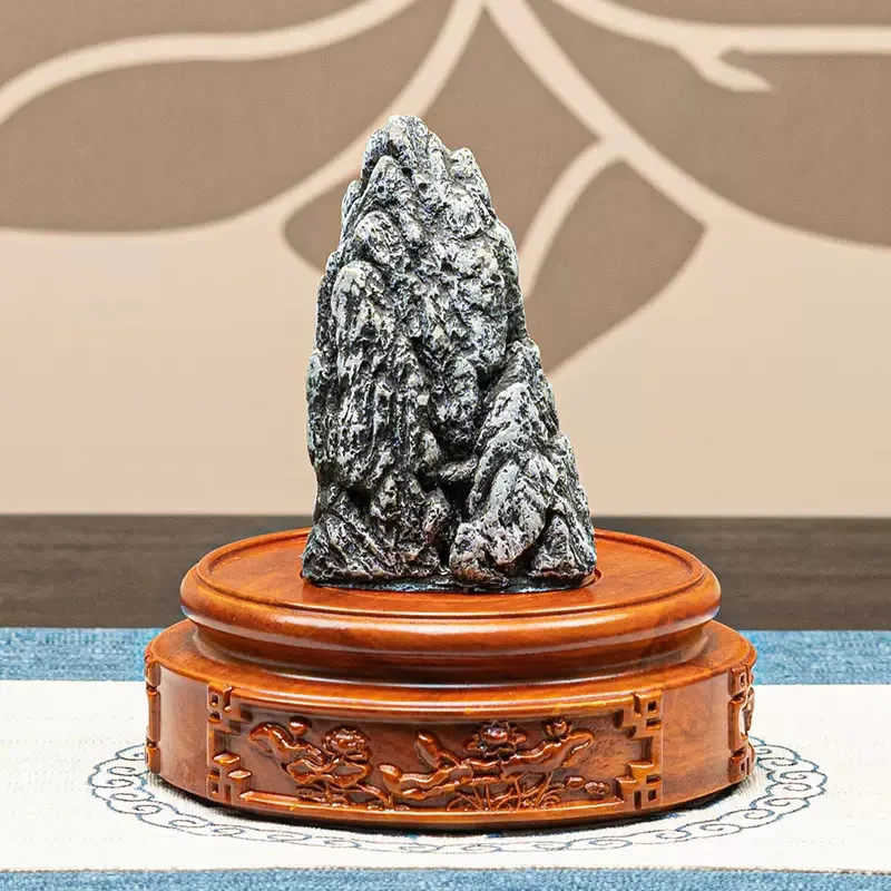 Solid Wood Round Incense Burner, Purple Clay Pot, Jade Ware, Bonsai Decoration, Stone Buddha Statue, Wooden Base