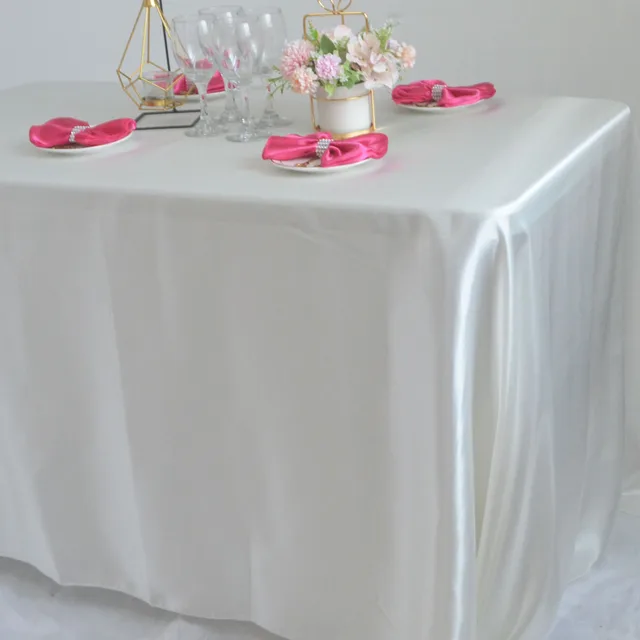 Nappe rectangulaire élégante en satin parfaite pour mariage, décoration de fête de mariage, Noël, anniversaire, baby shower, table à manger grill – Image 3