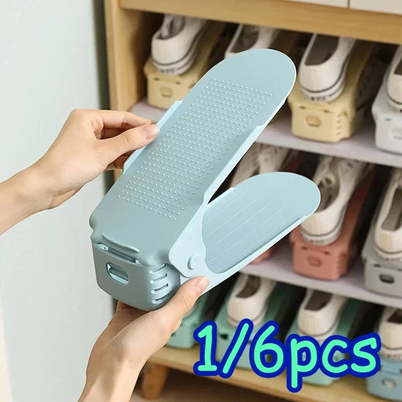 Shoe Organizer 1/6Pcs Adjustable Double Layer Stack Holder For Closet