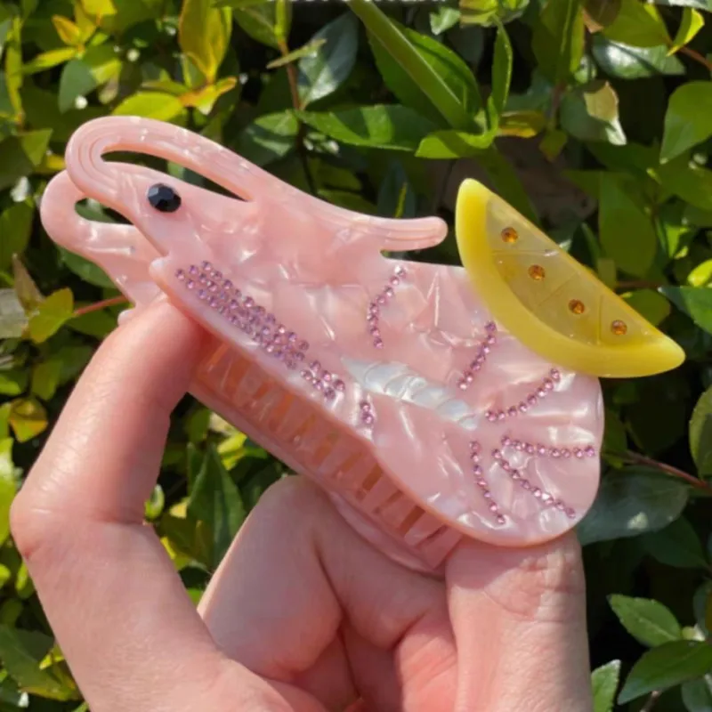 SHRIMPS ヘアピン HANGZHI Creative Food Acetate Hair Clip Lemon Shrimp