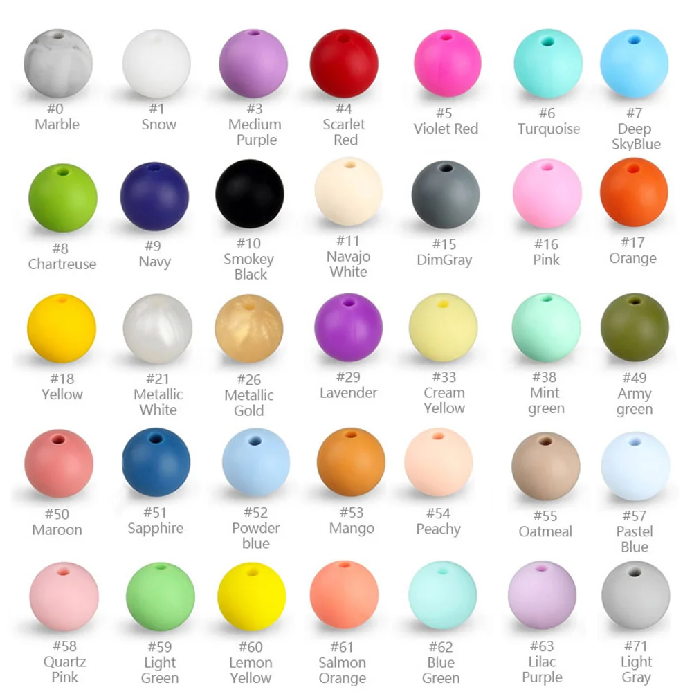 Silicone Beads for DIY Jewelry and Crafting - BPA Free, 12mm Round - Assorted Quantities