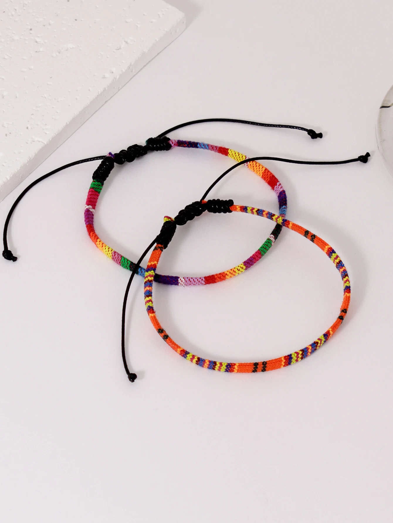 2pcs Bohemian Woven Adjustable Womens Ankle Bracelet