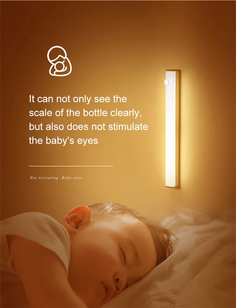 Description Picture 5 of itemLED Night Light Wireless Under Cabinet Lamp Tube Motion Sensor Closet Bulb USB Rechargeable Bedroom Detector Lighting Bar CP