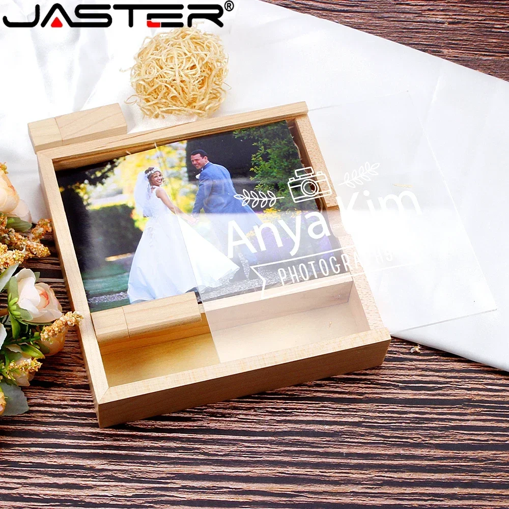 Jaster-external Usb Flash Drives Álbum de Fotos Caixa de Madeira Logótipo Personalizado Fotografia Aniversário de Casamento Novo 8gb 128gb 64gb 32gb - Imagem 4