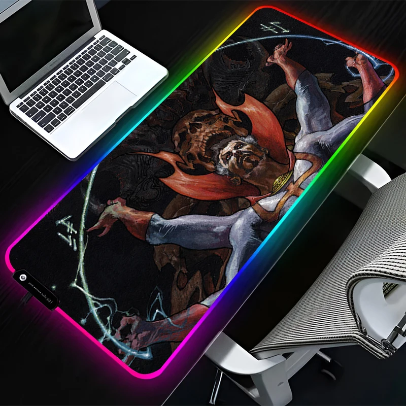 

Marvel Doctor Strange HD Keyboard RGB Mouse Pad Large Gaming Computer Keyboard LED Mousepad Office Desks And Laptop Accessories