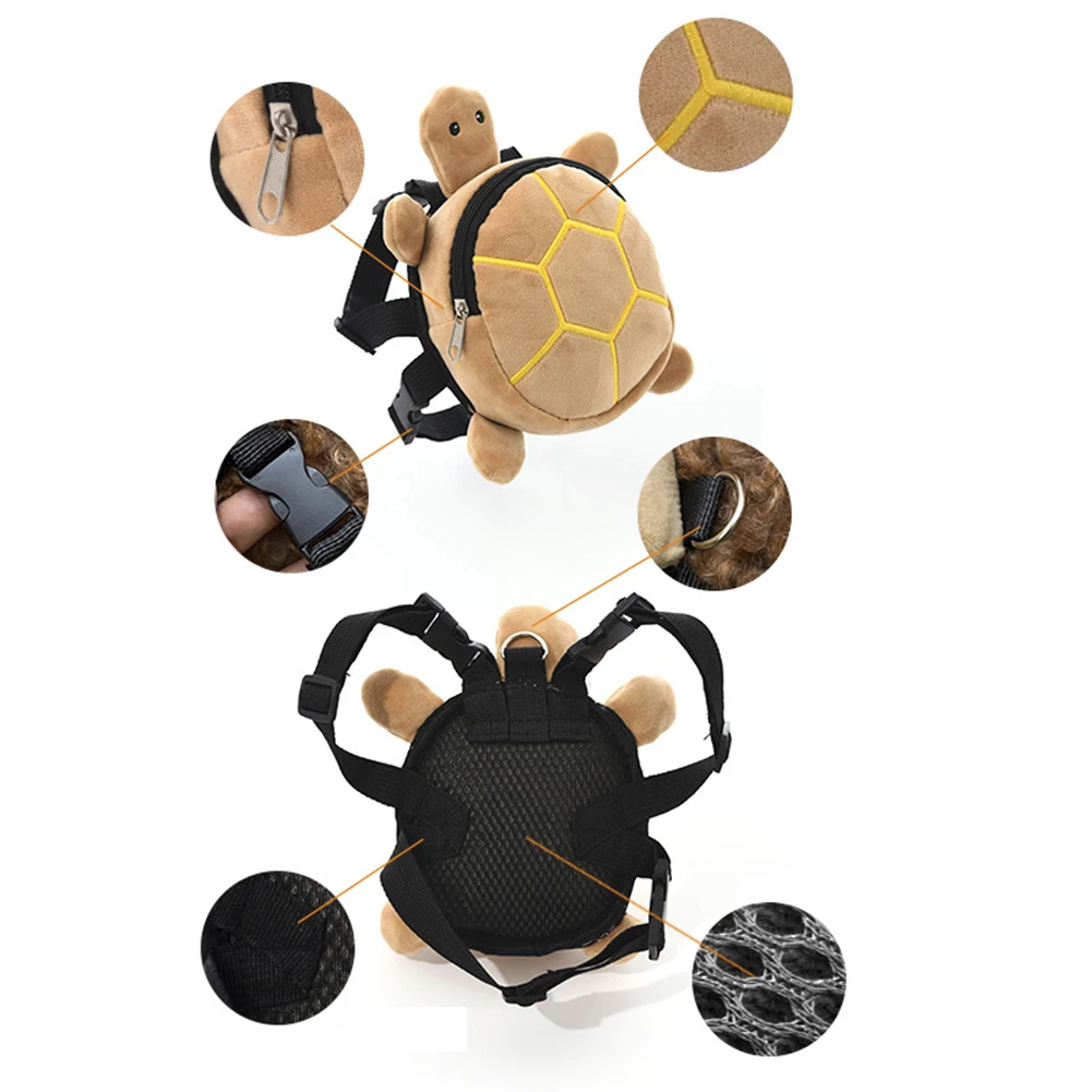 Pet Backpack Cartoon Turtle Shape Dog No-Pull Pet Harness Vest Self Carrier Metal Zipper Large Capacity for Walking Camping