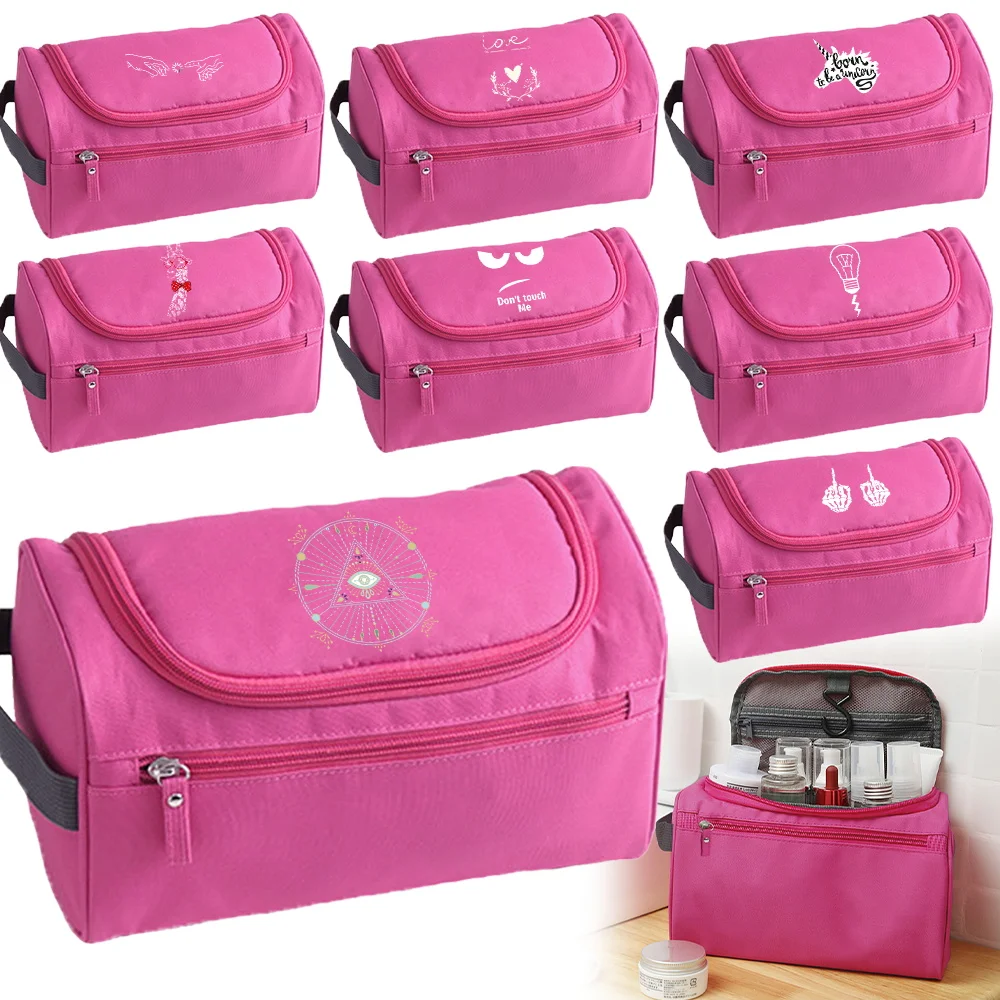

Makeup Bag Women Men Travel Business Organizer Wash Bag White Picture Print Portable Toiletry Storage Pouch Hanging Make Up Case