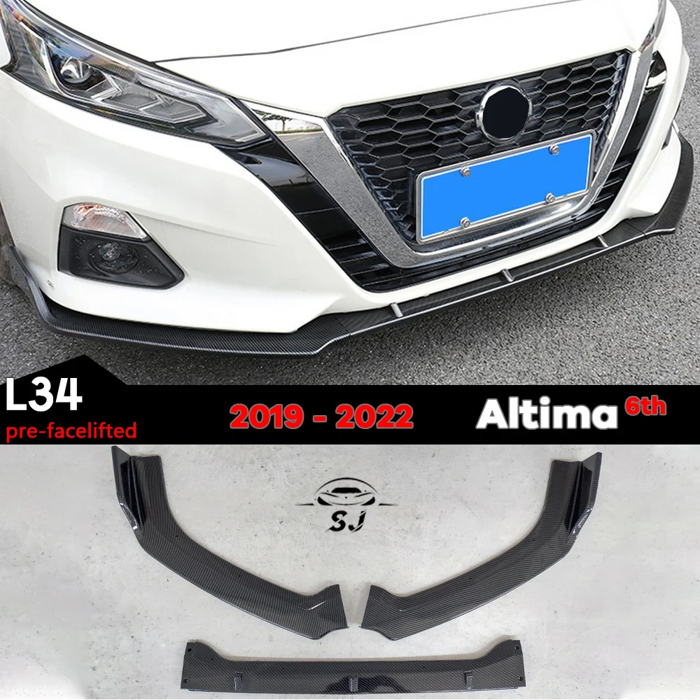 

3 шт., сплиттер для переднего бампера для Nissan 2019 - 2022 Altima 6th L34 (предварительно обработанный)