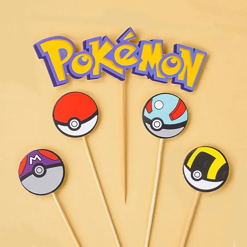 דגל עוגת פוקימון פיקאצ'ו דמות אנימה חמודה צ'רמנדר סקווירטל דגל יומולדת לילדים קישוט קינוח צעצוע