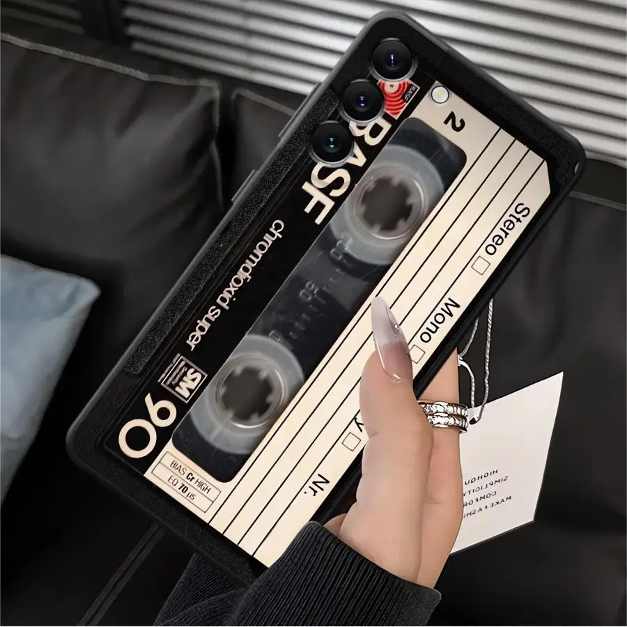 Vintage-Style Black Cassette Tape Phone Cover Case