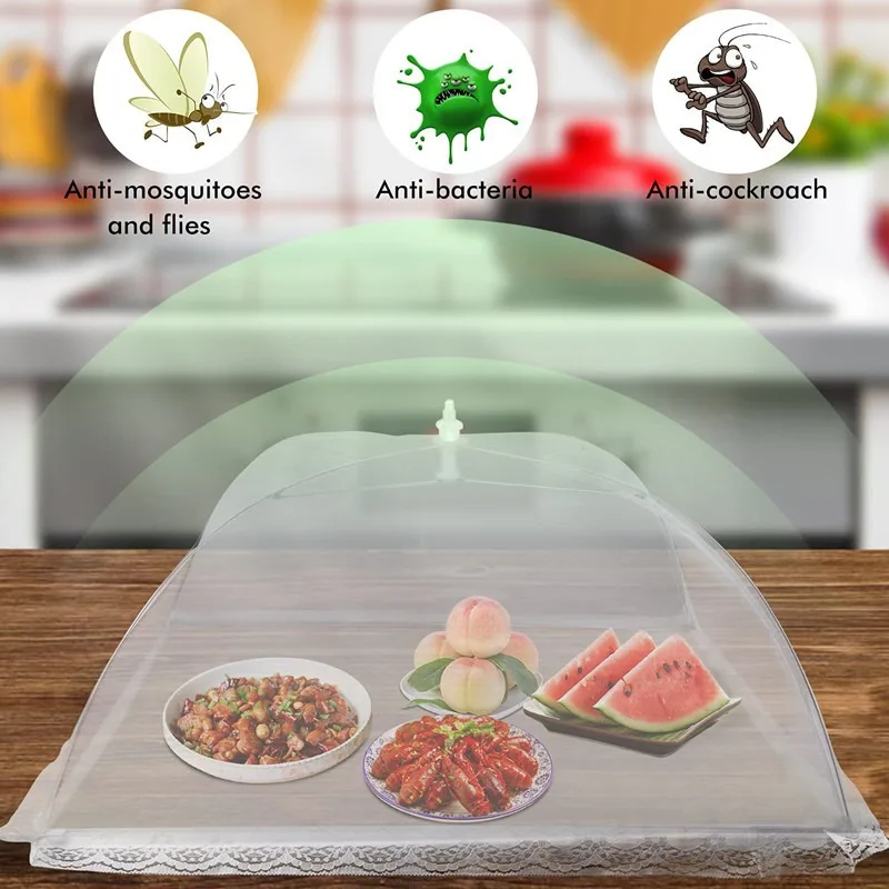 

Foldable Food Mesh Cover Fly Anti Mosquito Pop-Up Food Cover Umbrella Meal Vegetable Fruit Breathable Cover Kitchen Accessories