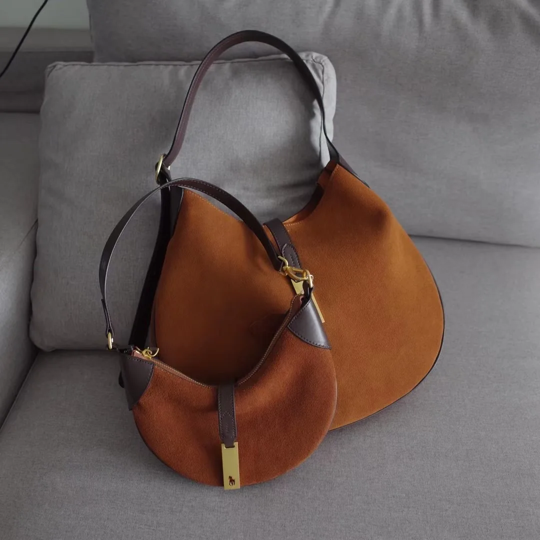

Jenny&Dave Croissant Bag Women French Laides Fashion Blogger Retro Leather Crescent Messenger Hand Carry Underarm Saddle Bag