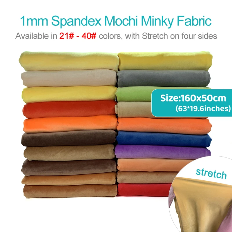 

1mm Pile Super Stretch 5% Spandex Mochi Stretch Plush Fabric Mochi Minky Fur For Making Fursuit Paw 160x50cm 21-40 New Colors
