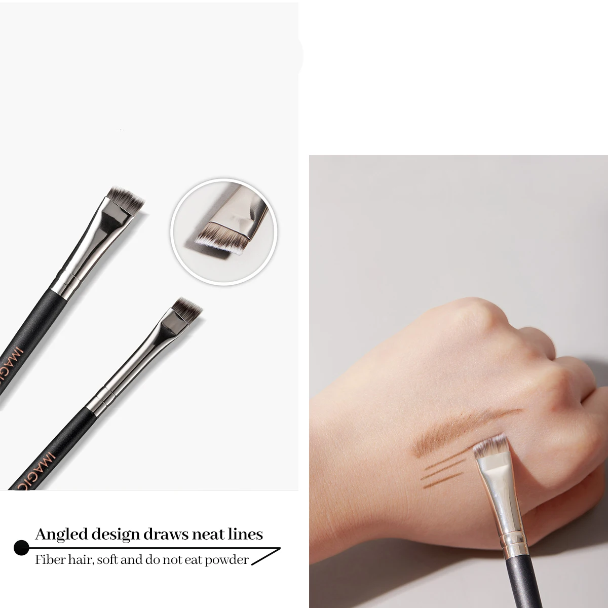 IMAGIC 아이라이너 브러시, 얇고 가는 라이너, 비스듬한 플랫 앵글, 눈썹 립라인 적용 브러시, 전문 싱글 메이크업 도구