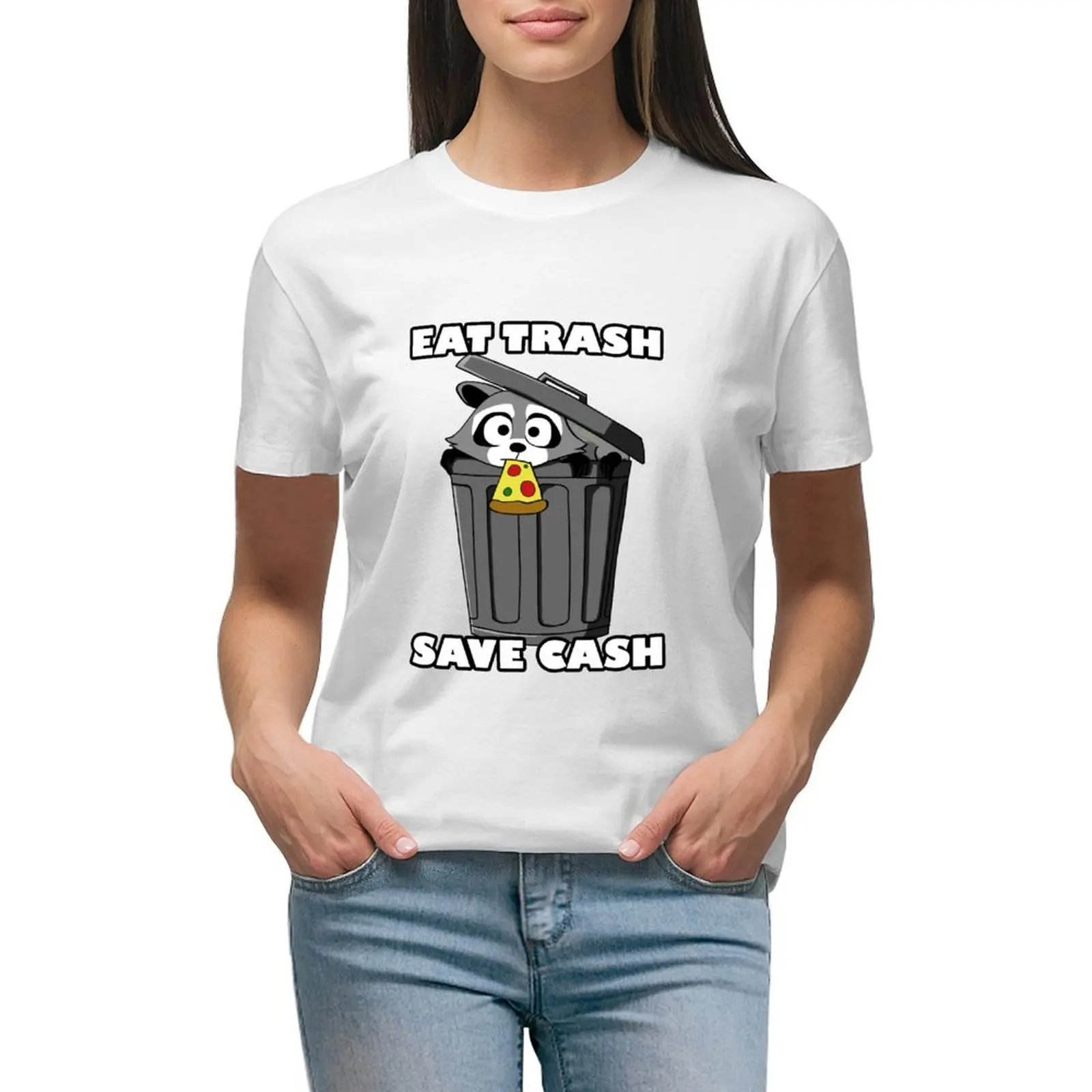 

Pizza Raccoon T-shirt Blouse korean fashion t-shirts for Women graphic tees funny
