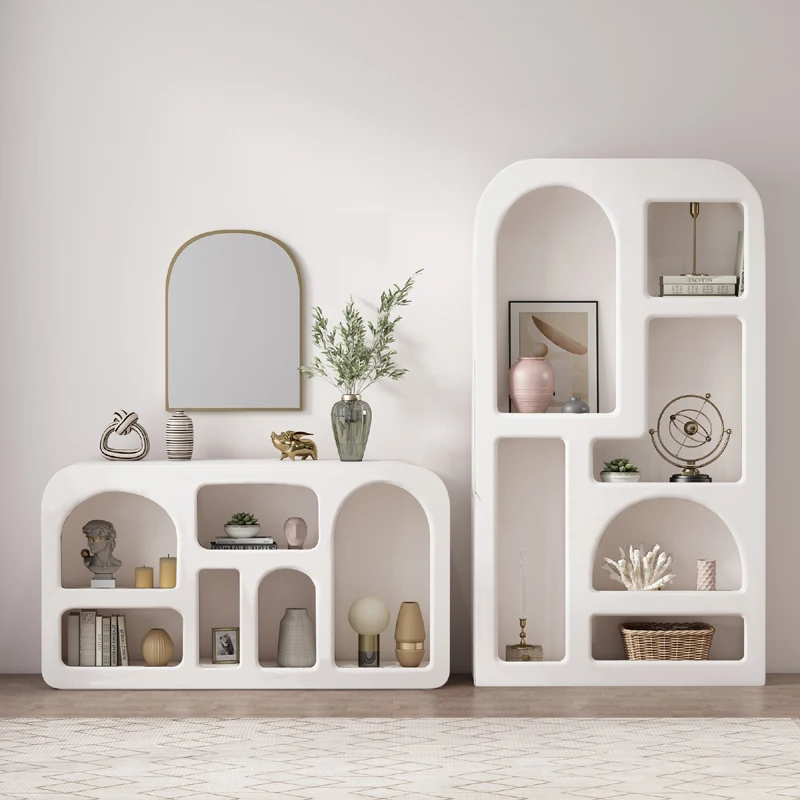 

White entrance storage cabinet, simple modern storage cabinet, display decoration cabinet, cave cabinet storage shelf