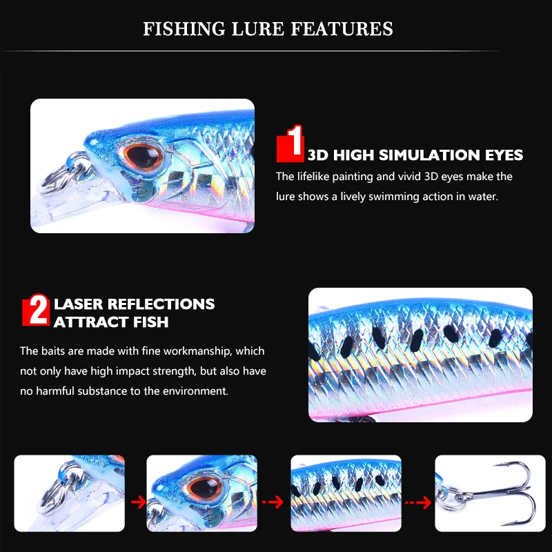 Newup Sinking Minnow Small Fishing Lures Trout Hard Lures 68Mm-6.5G  Wobblers for Pike Red Gill Bait Crankbaits Fishing - AliExpress